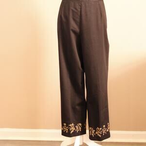 Alfred Dunner Women's Embroidered Black Pants Sz 12 VTG